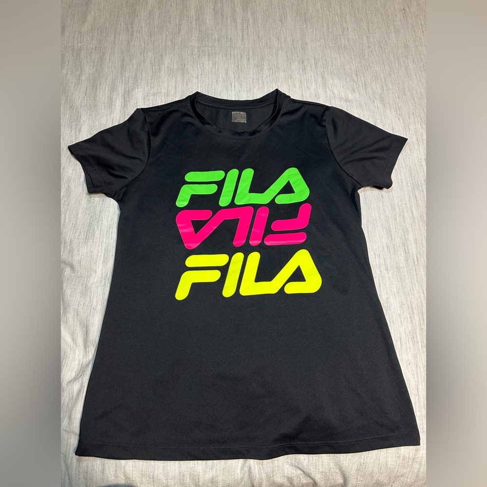 Fila Black T-Shirt with Neon Logo